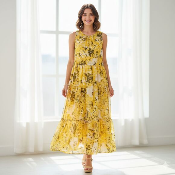 Simply Vera Vera Wang Dresses & Skirts - Simply Vera Women's Spring Sleeveless Maxi Dress Yellow Floral Print Size L